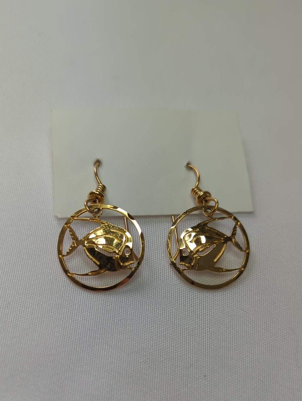 Gold Plated Fish Dangle Earrings